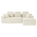 Sectional Sleeper Sofa & Storage Pockets, Modular Couch With Throw Pillows For Living Room