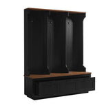 Hall Tree With Bench And Shoe Storage, 3 Large Drawers, Open Storage Shelves & Hooks