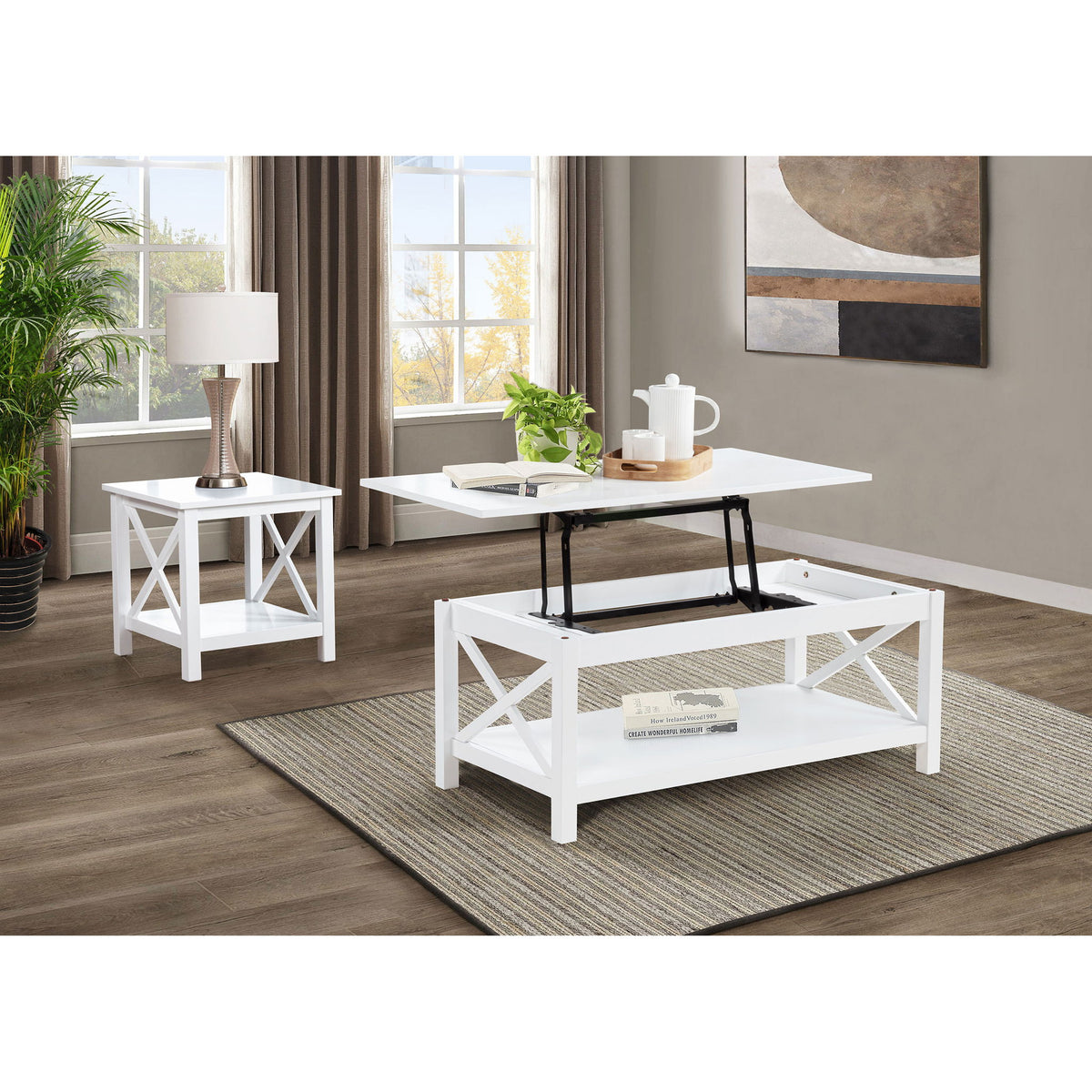 Slater - End Table With X Frame Trim - White