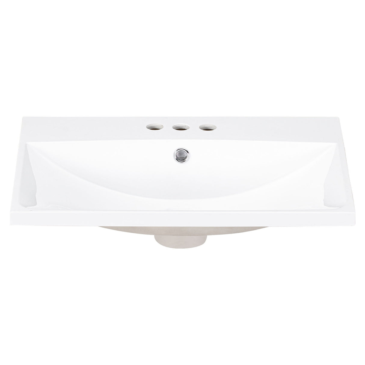 Bathroom Vanity Top, Rectangular Undermount Sink With 3 Faucet Holes, 4" Centerset Compatible - White