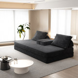 Multifunctional Convertible Sofa Bed With 2 Tumbler Backrests And 2 Pillows, Deep Seat Couch
