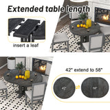 5 Piece Dining Set With Extendable Round Table And Upholstered Chairs