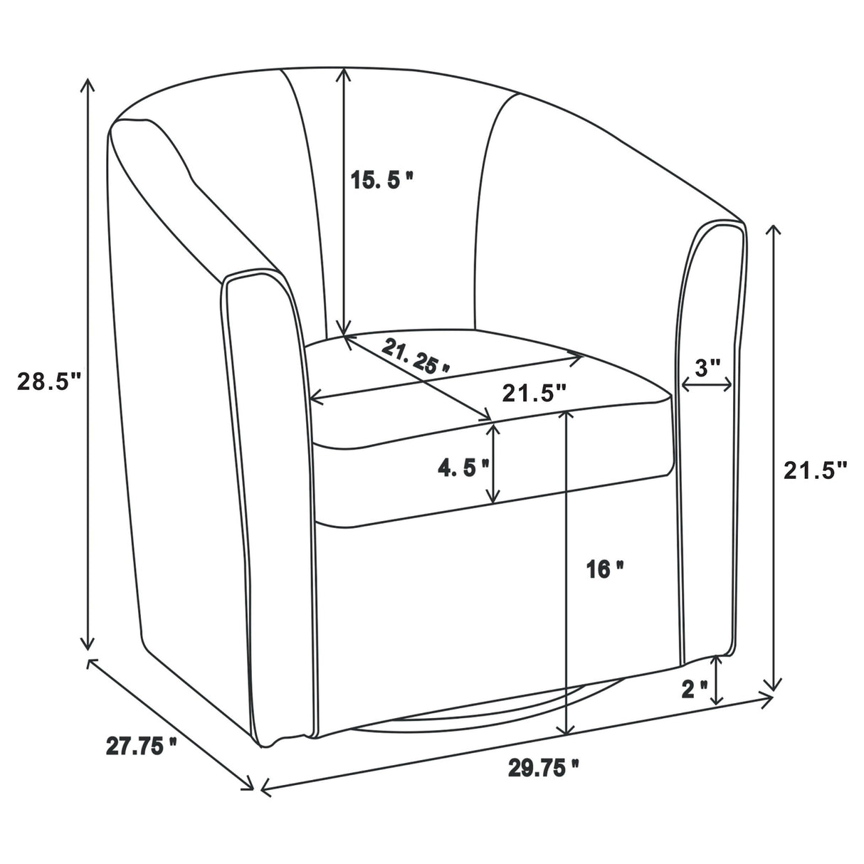 Swivel Armchair With Barrel-Back Design