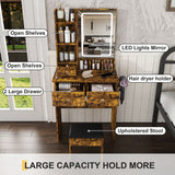 Modern Small Vanity Desk With 3 LED Lighting Modes, 3 Drawers