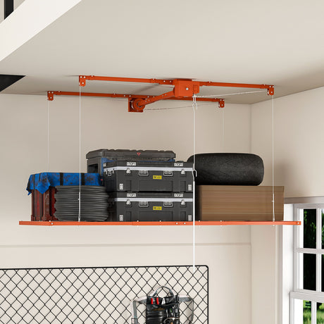 Overhead Garage Storage Rack For High Ceilings - Orange