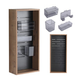 Wall Mounted Storage Cabinet With 4 Diy Accessories - Imitative Oak