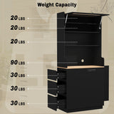 Pantry Cabinet With Hydraulic Flip Top And USB Charging Port