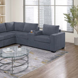 Modern Style L-Shape Sectional Set, USB Ports, Cup Holder