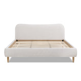Roman - King Curved Headboard Upholstered Platform Bed - Light Beige