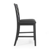 Farmhouse Upholstered Wood Counter Stools