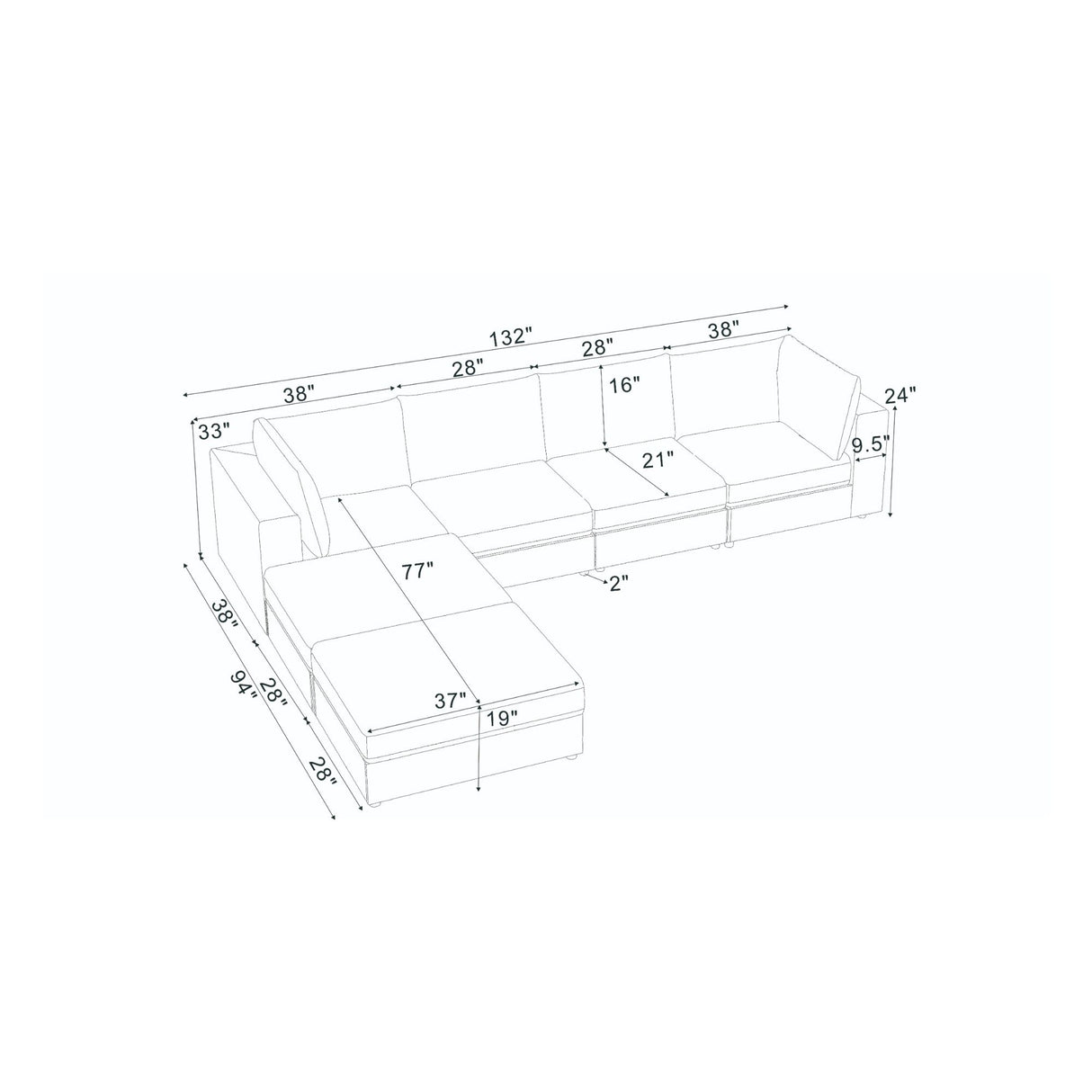 Modern Reversible Modular Sectional