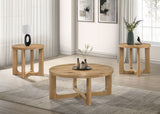 Kessler Round Sculptural Wood End Table Light Oak