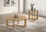 Kessler 2-Piece Round Coffee Table Set, Light Oak