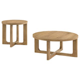 Kessler 2-Piece Round Coffee Table Set, Light Oak