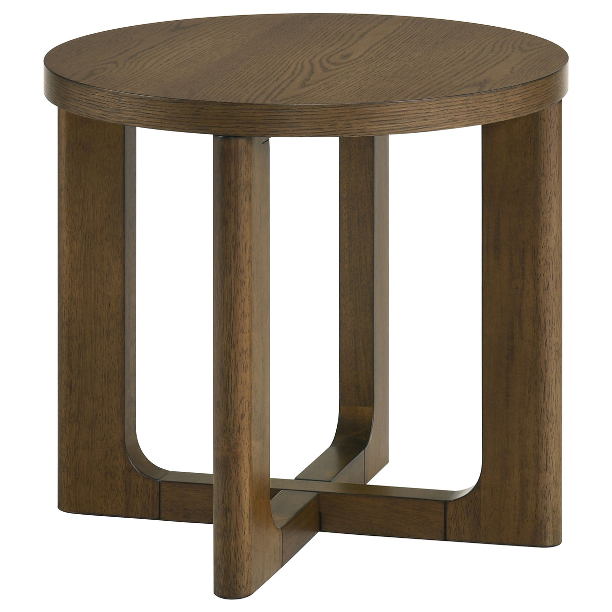 Kessler Round Sculptural Wood End Table in Brown
