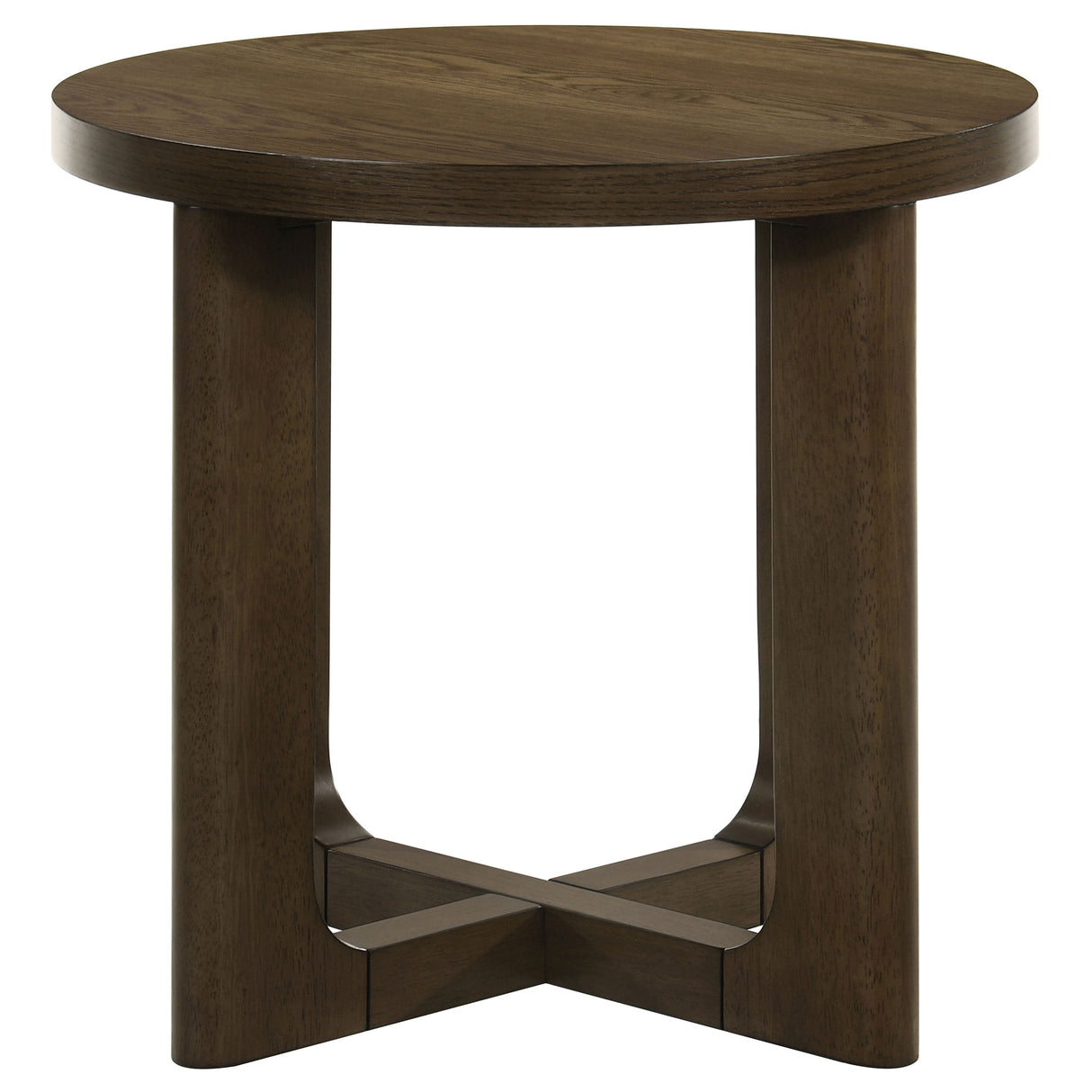 Kessler Round Sculptural Wood End Table in Brown