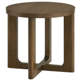 Kessler 2-Piece Round Sculptural Wood Coffee Table Set, Brown
