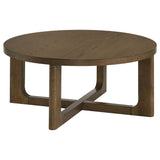 Kessler 2-Piece Round Sculptural Wood Coffee Table Set, Brown