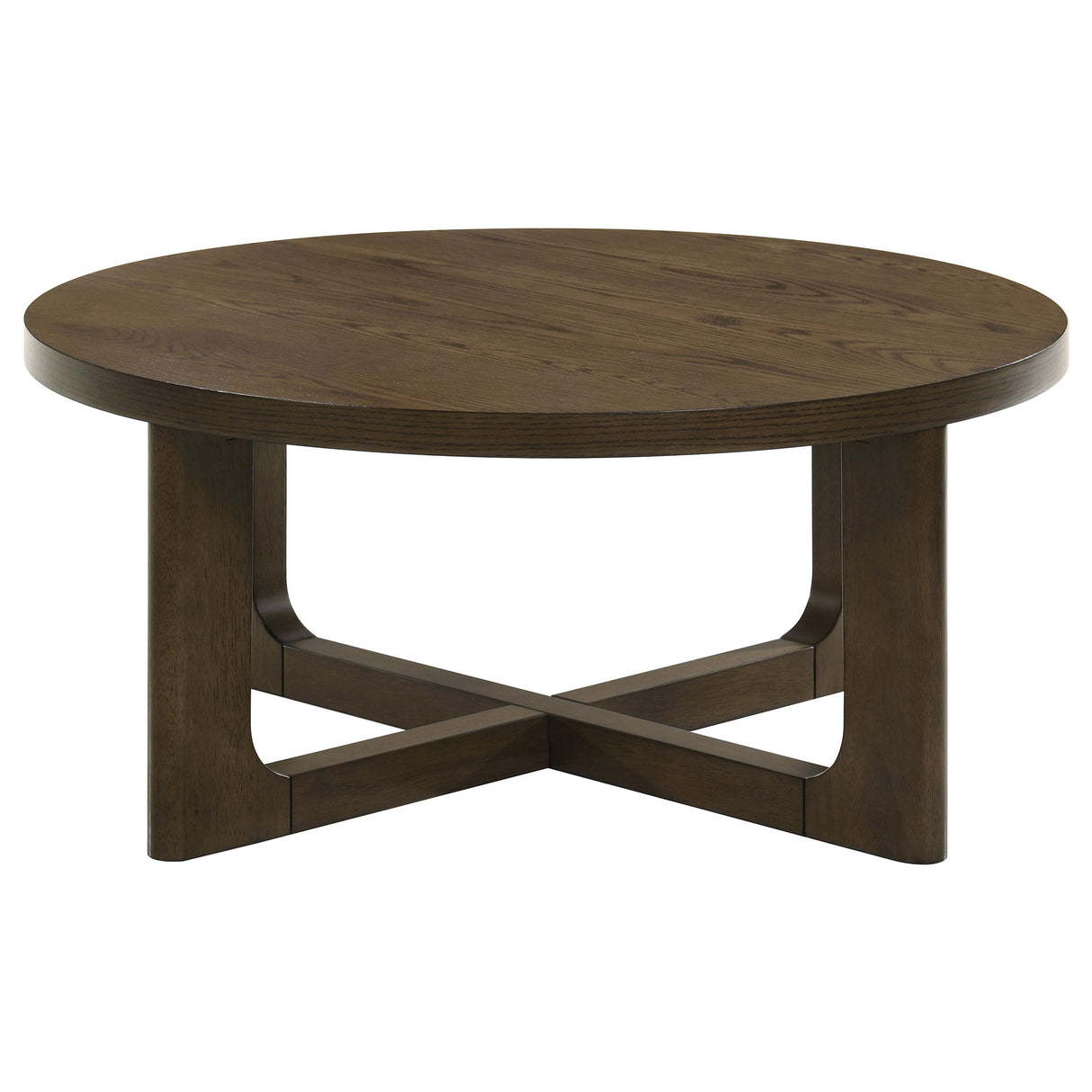Kessler 2-Piece Round Sculptural Wood Coffee Table Set, Brown