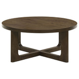 Kessler 2-Piece Round Sculptural Wood Coffee Table Set, Brown