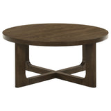 Kessler 2-Piece Round Sculptural Wood Coffee Table Set, Brown