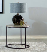 Lainey Round Faux Marble Side Table - Grey
