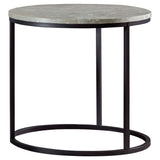 Lainey Round Faux Marble Side Table - Grey