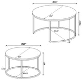 Lainey 2-Piece Round Faux Marble Nesting Coffee Table Grey