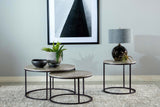Lainey 2-Piece Round Faux Marble Nesting Coffee Table Grey