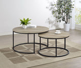 Lainey 2-Piece Round Nesting Coffee Table in Distressed Pine