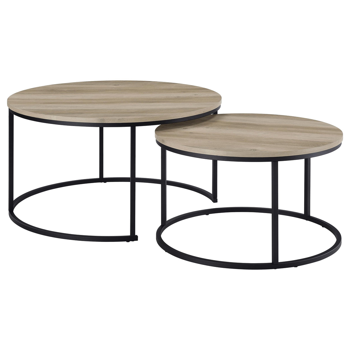 Lainey 2-Piece Round Nesting Coffee Table in Distressed Pine