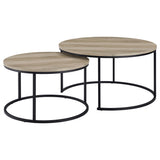 Lainey 2-Piece Round Nesting Coffee Table in Distressed Pine
