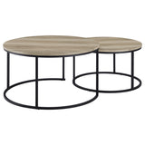 Lainey 2-Piece Round Nesting Coffee Table in Distressed Pine