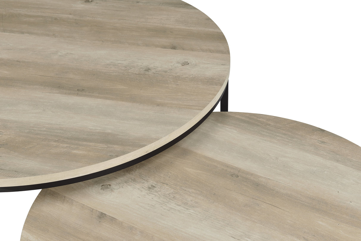 Lainey 2-Piece Round Nesting Coffee Table in Distressed Pine