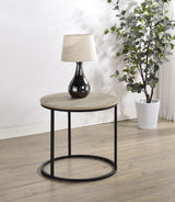 Lainey Round Occasional Side Table in Distressed Pine