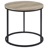Lainey Round Occasional Side Table in Distressed Pine