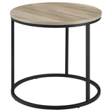 Lainey Round Occasional Side Table in Distressed Pine