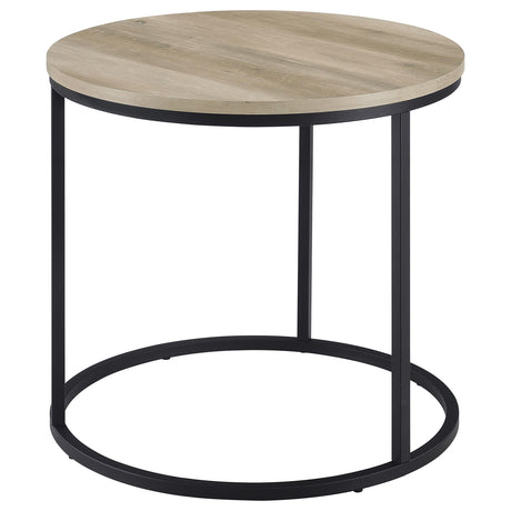 Lainey Round Occasional Side Table in Distressed Pine