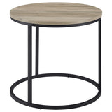 Lainey Round Occasional Side Table in Distressed Pine