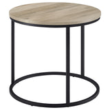 Lainey Round Occasional Side Table in Distressed Pine