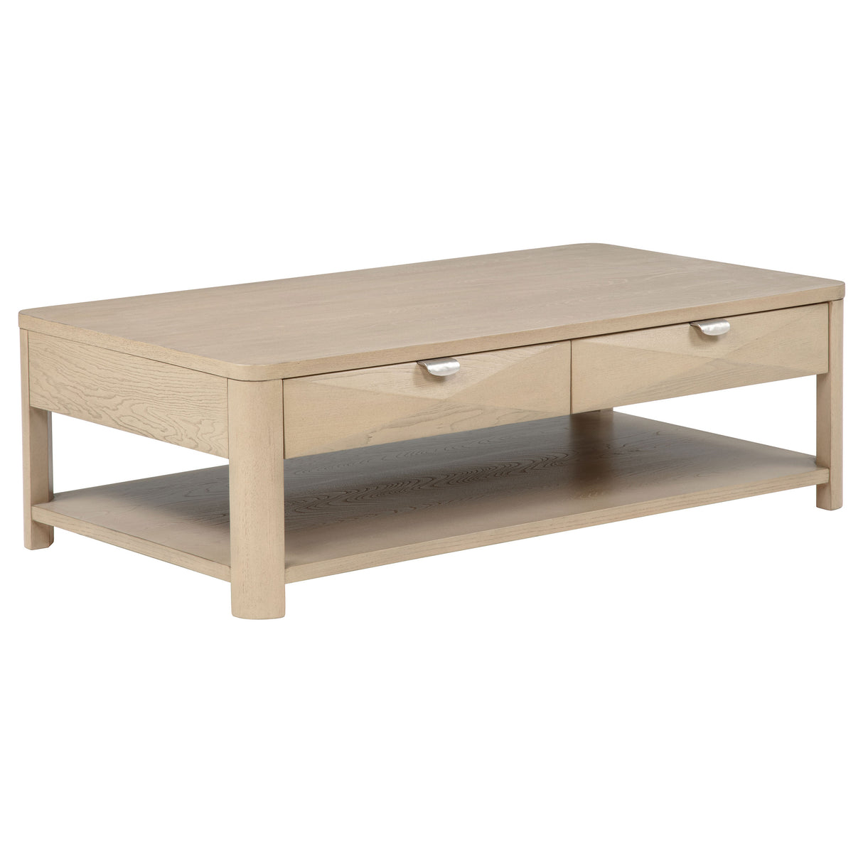 Marcelo Wood Coffee Table with 2 Drawers - Light Elm