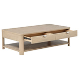 Marcelo Wood Coffee Table with 2 Drawers - Light Elm