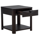 Marcelo Wood End Table with Drawer and Shelf, Coffee