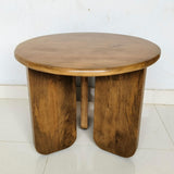 Round Mango Wood End Table in Honey Finish