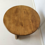 Round Mango Wood End Table in Honey Finish