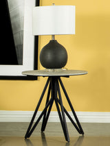 Hadi Round SmartTop Side End Table Cement Gunmetal