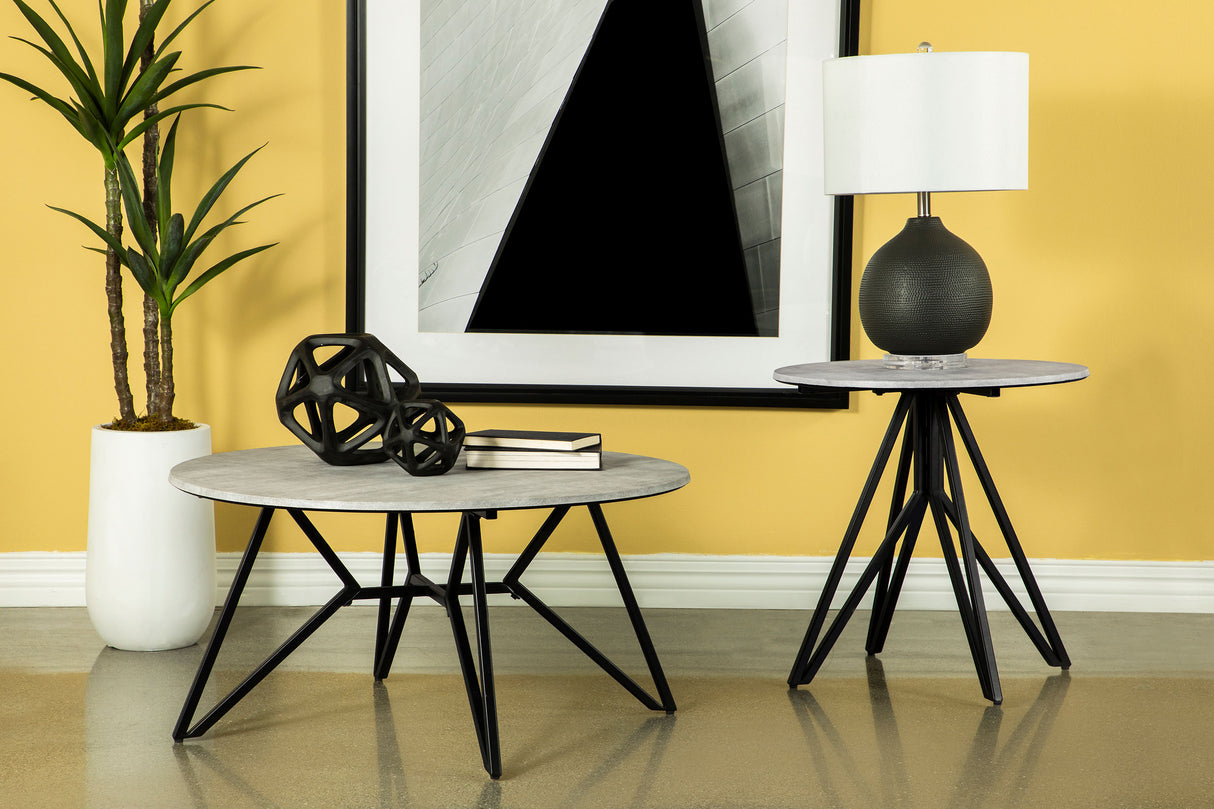 Hadi 2-Piece Round SmartTop Coffee and End Table Set, Cement