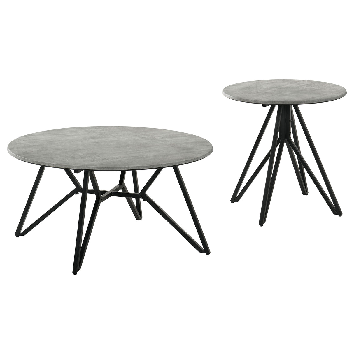 Hadi 2-Piece Round SmartTop Coffee and End Table Set, Cement