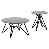 Hadi 2-Piece Round SmartTop Coffee and End Table Set, Cement