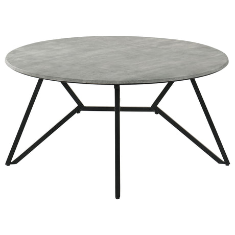 Hadi Round SmartTop Coffee Table - Cement and Gunmetal